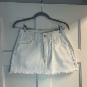 White Denim Mini Skirt